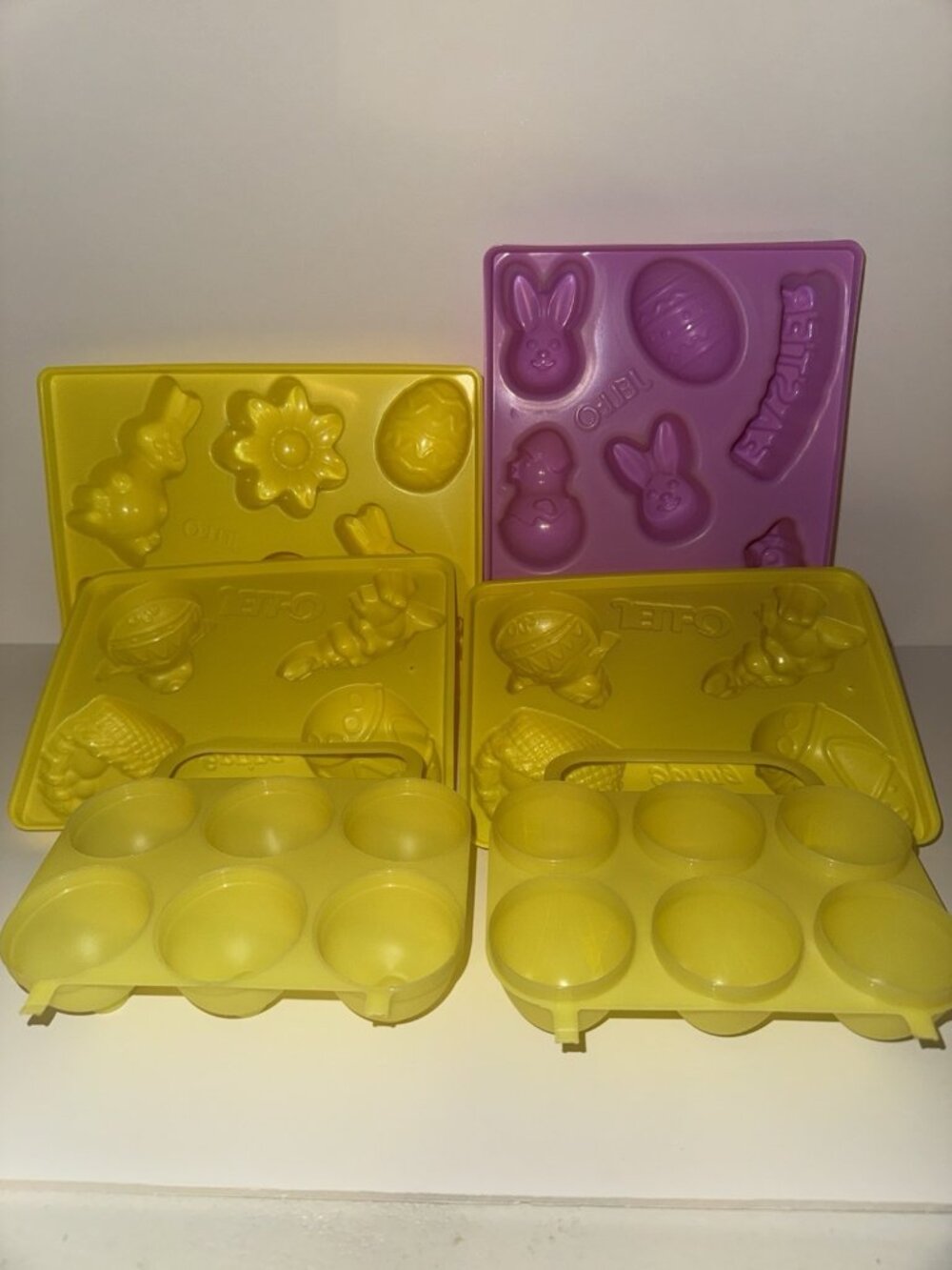 Vintage Jello Jigglers Lot Easter 5 Molds Eggs, Bunny, Rabbits , Spring, Baskets
